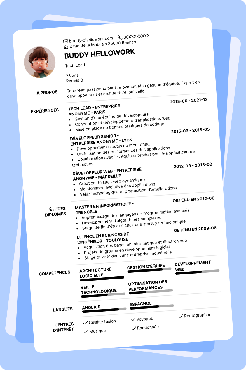 Modèle CV Tech lead Exemple CV Tech lead