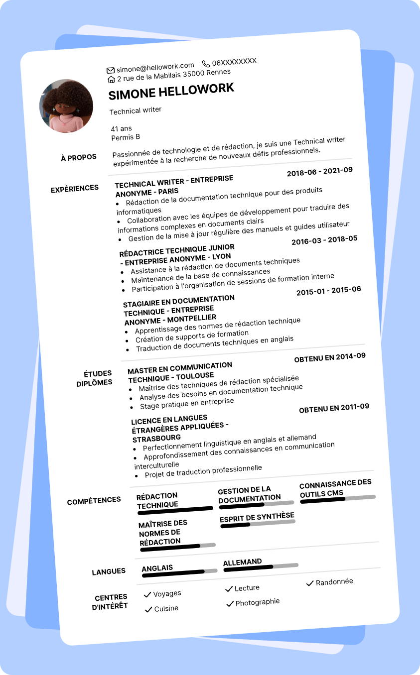 Exemple CV Technical writer