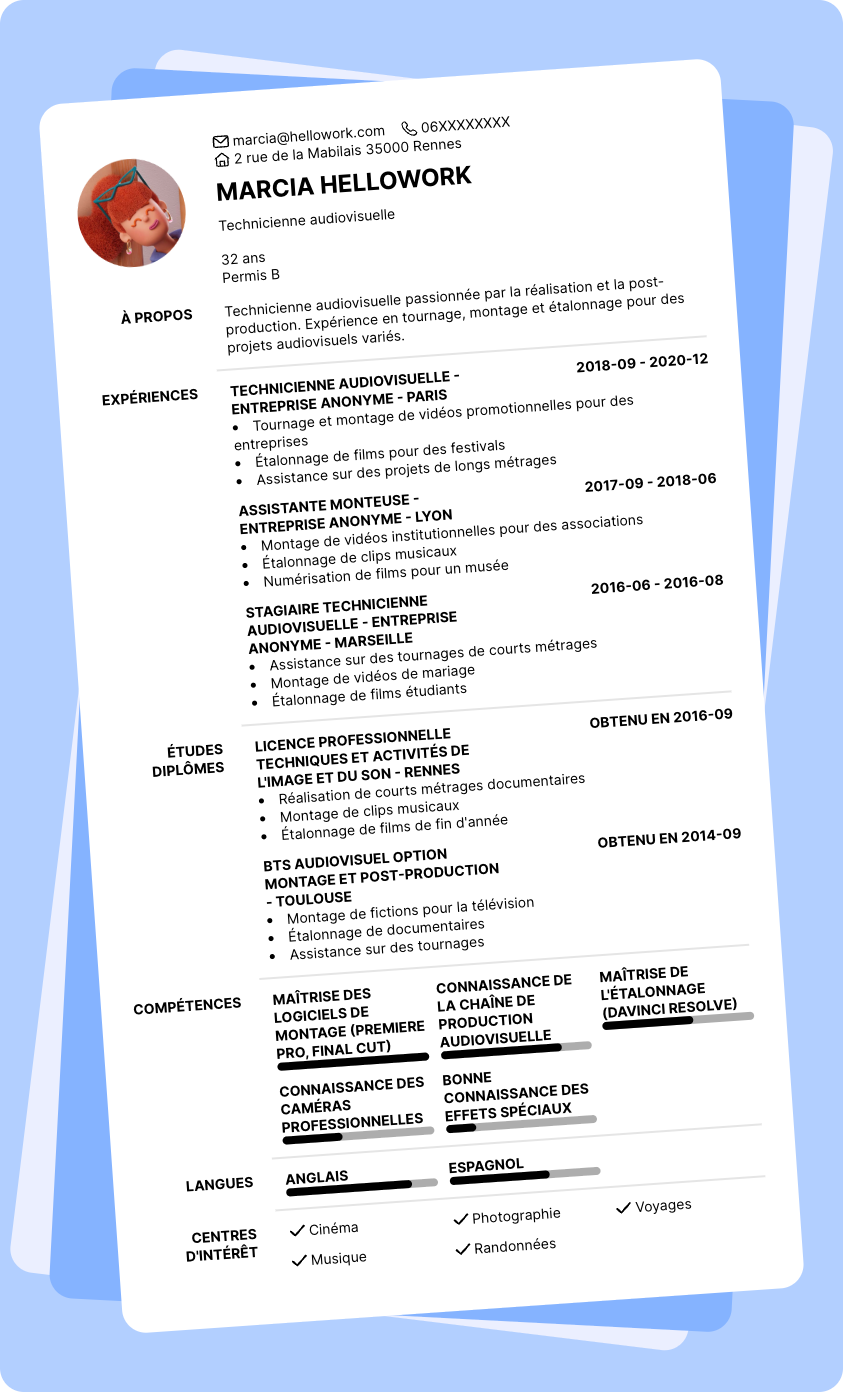 Exemple CV Technicien audiovisuel
