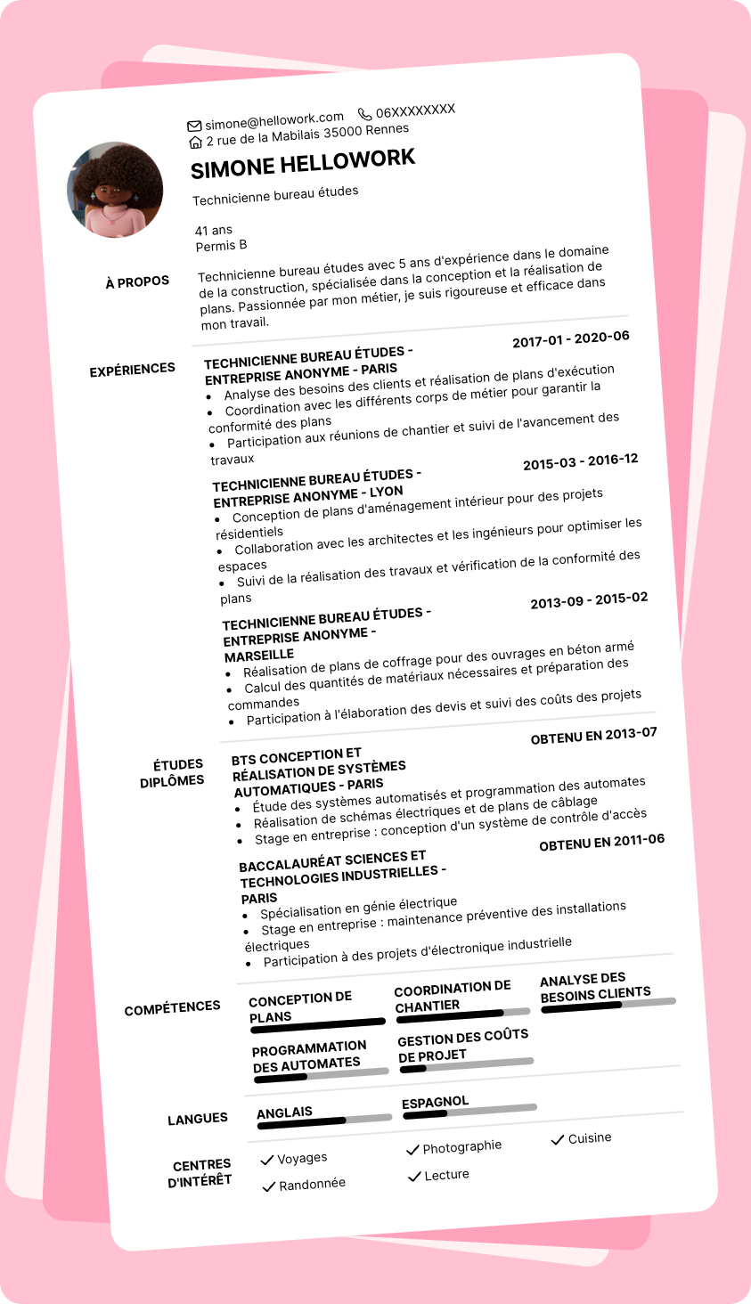 Modèle CV Technicien bureau d'étude Exemple CV Technicien bureau d'étude