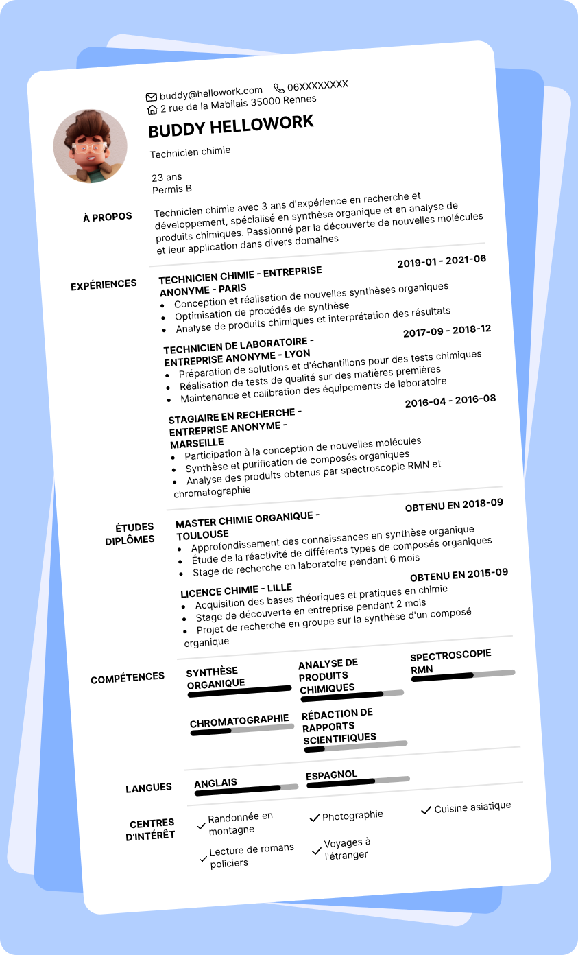 Exemple CV Technicien chimiste