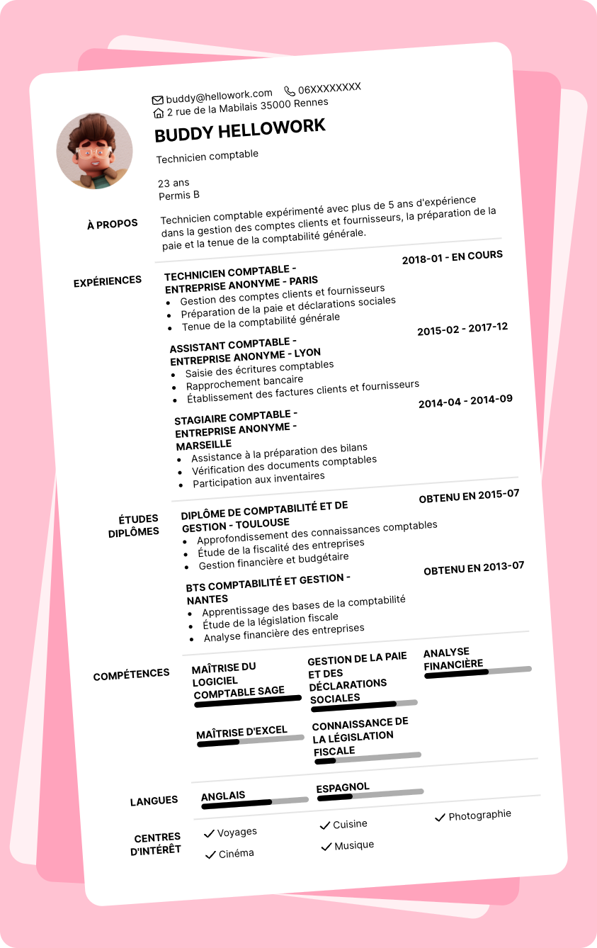 Modèle CV Technicien comptable Exemple CV Technicien comptable