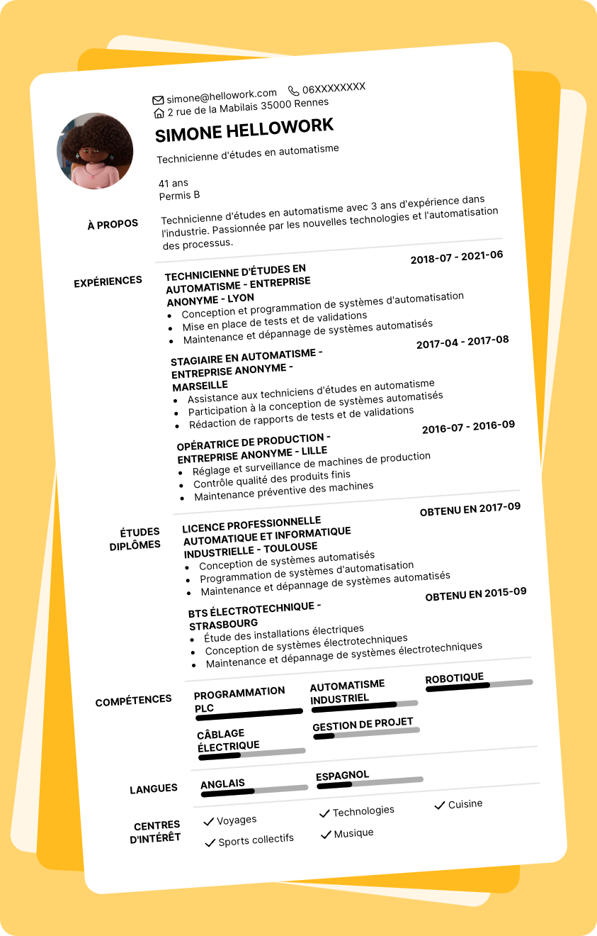 Exemple CV Technicien automatisme