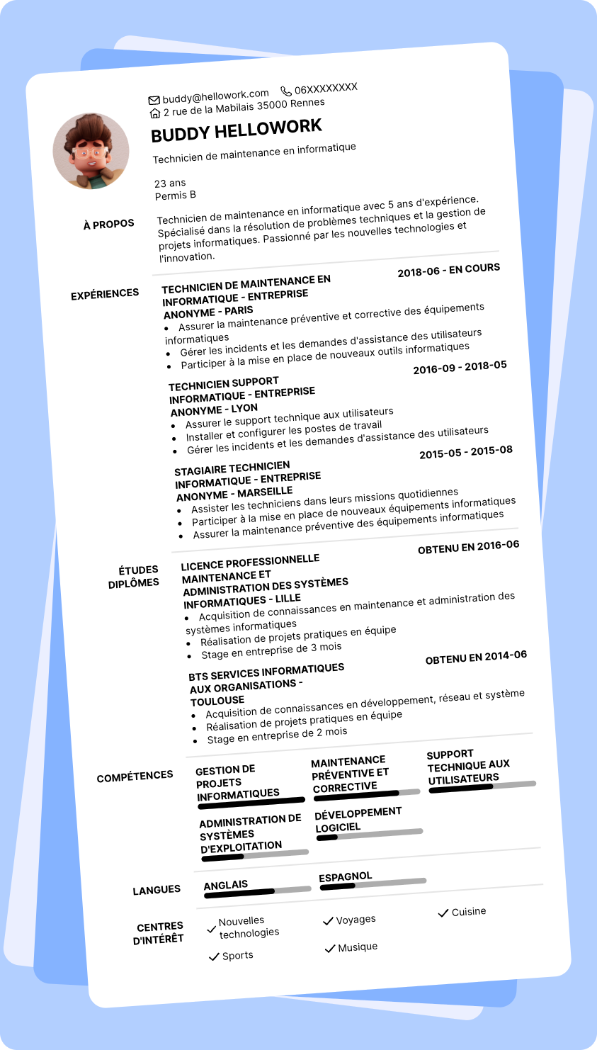 Modèle CV Technicien de maintenance en informatique Exemple CV Technicien de maintenance en informatique