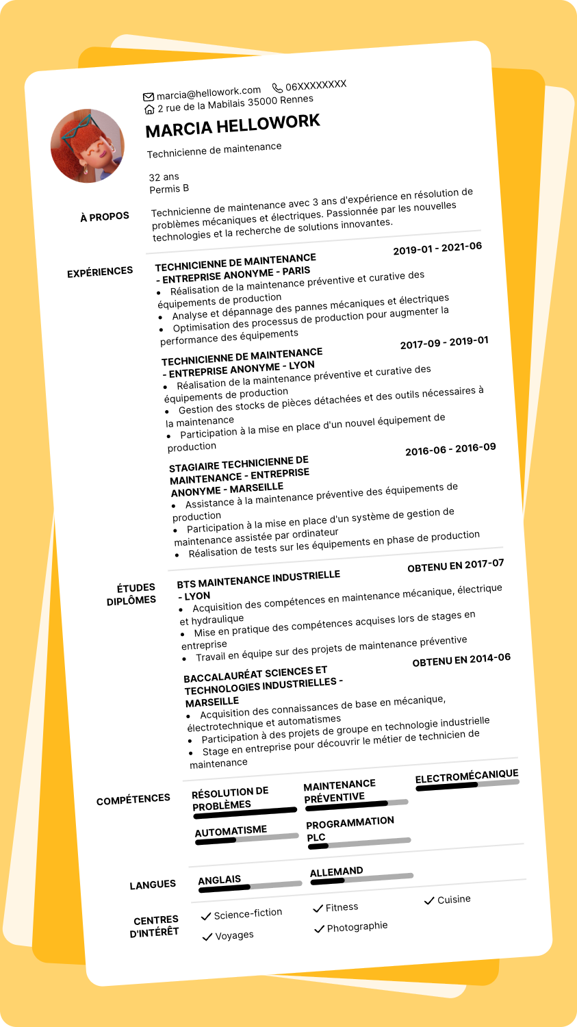 Exemple CV Technicien de maintenance
