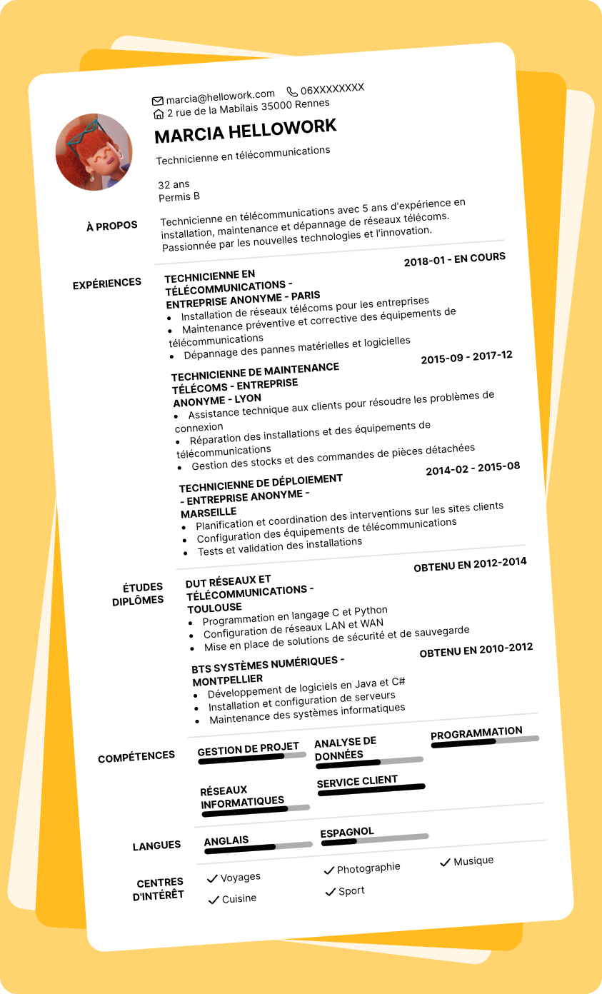 Exemple CV Technicien en télécom