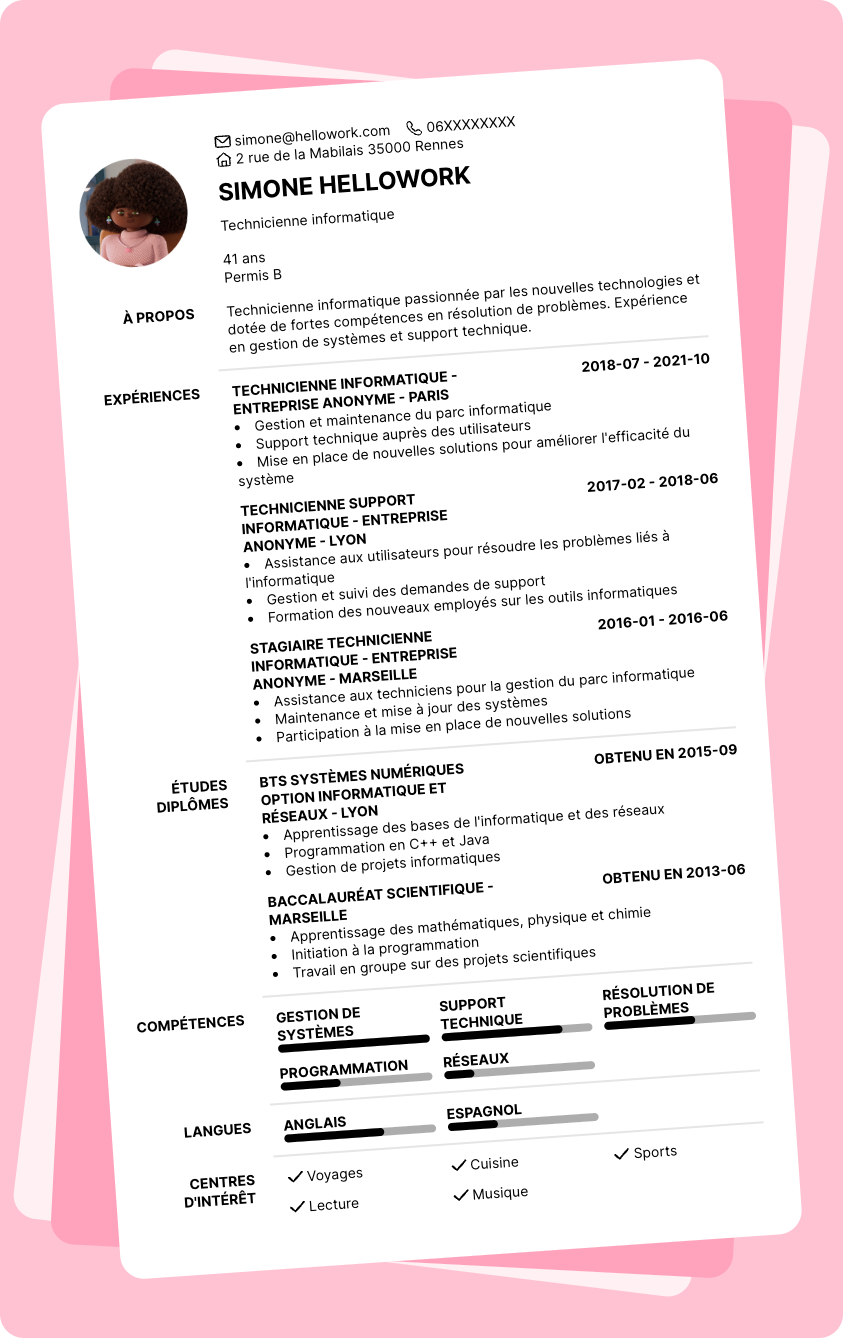 Modèle CV Technicien informatique Exemple CV Technicien informatique