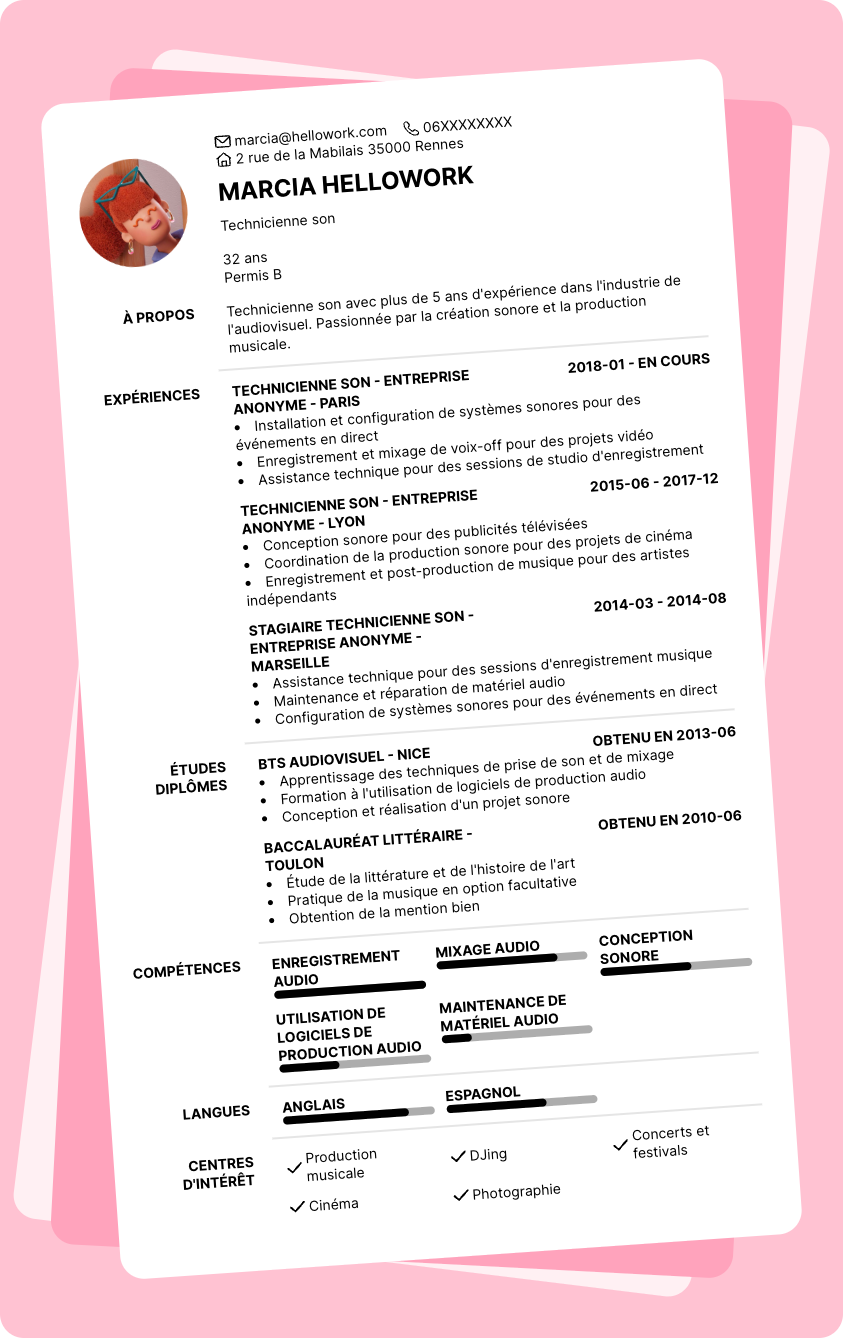 Exemple CV Technicien son