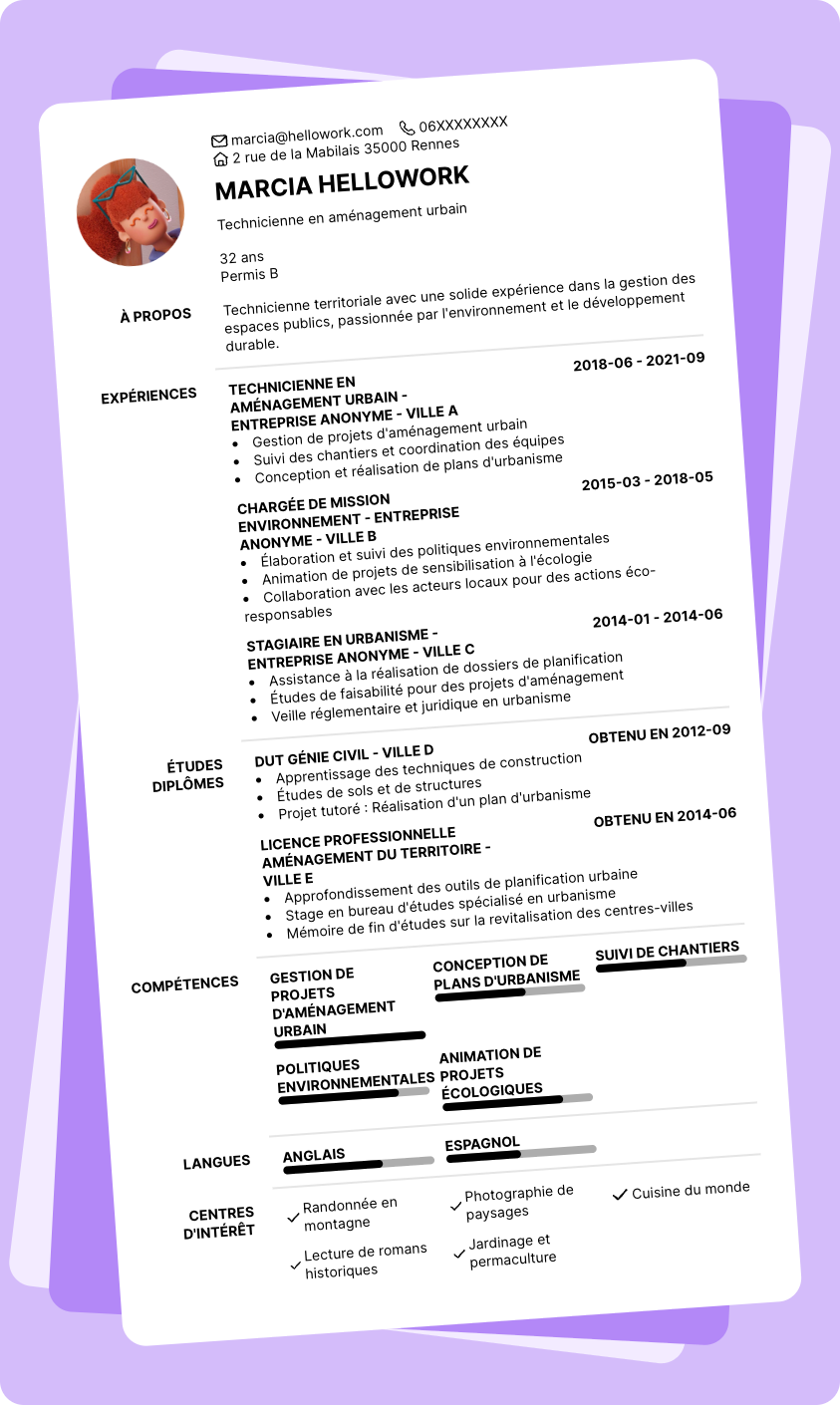 Modèle CV Technicien territorial Exemple CV Technicien territorial