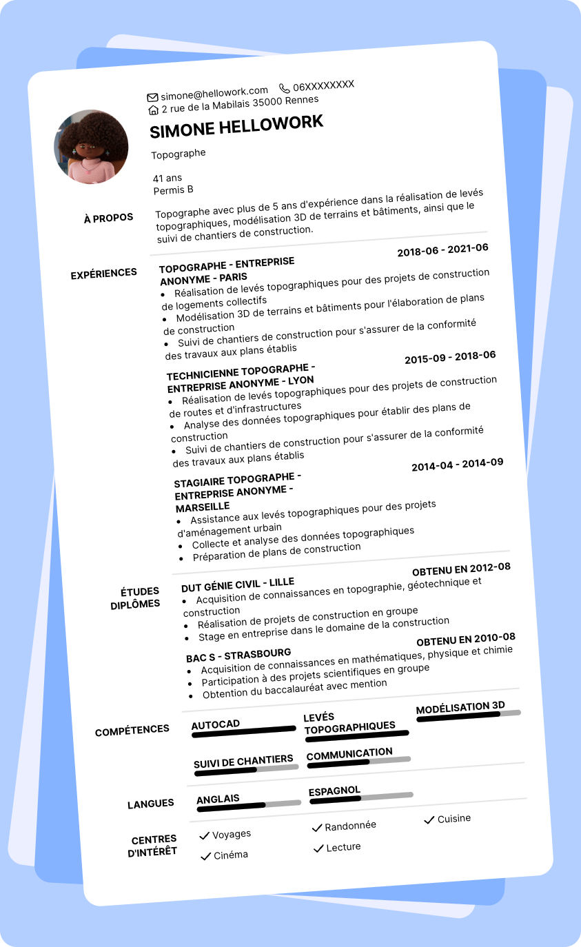 Exemple CV Topographe