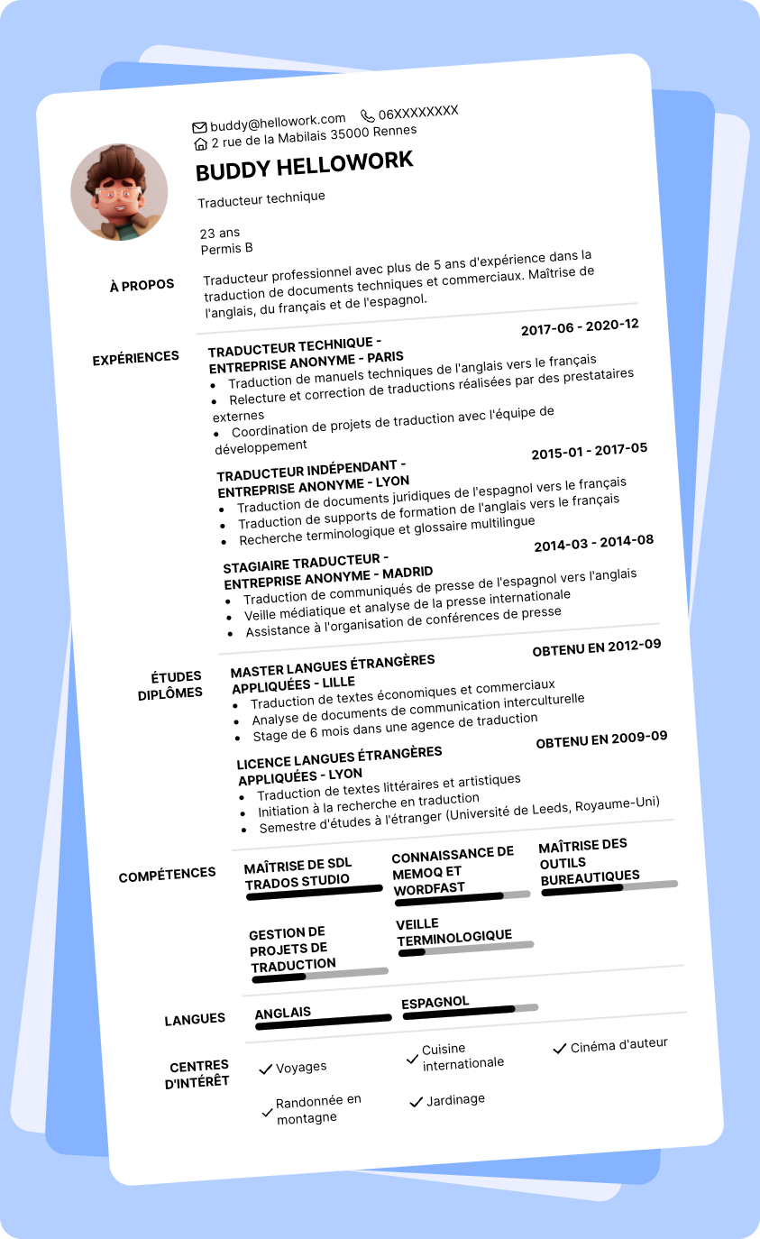 Modèle CV Traducteur Exemple CV Traducteur