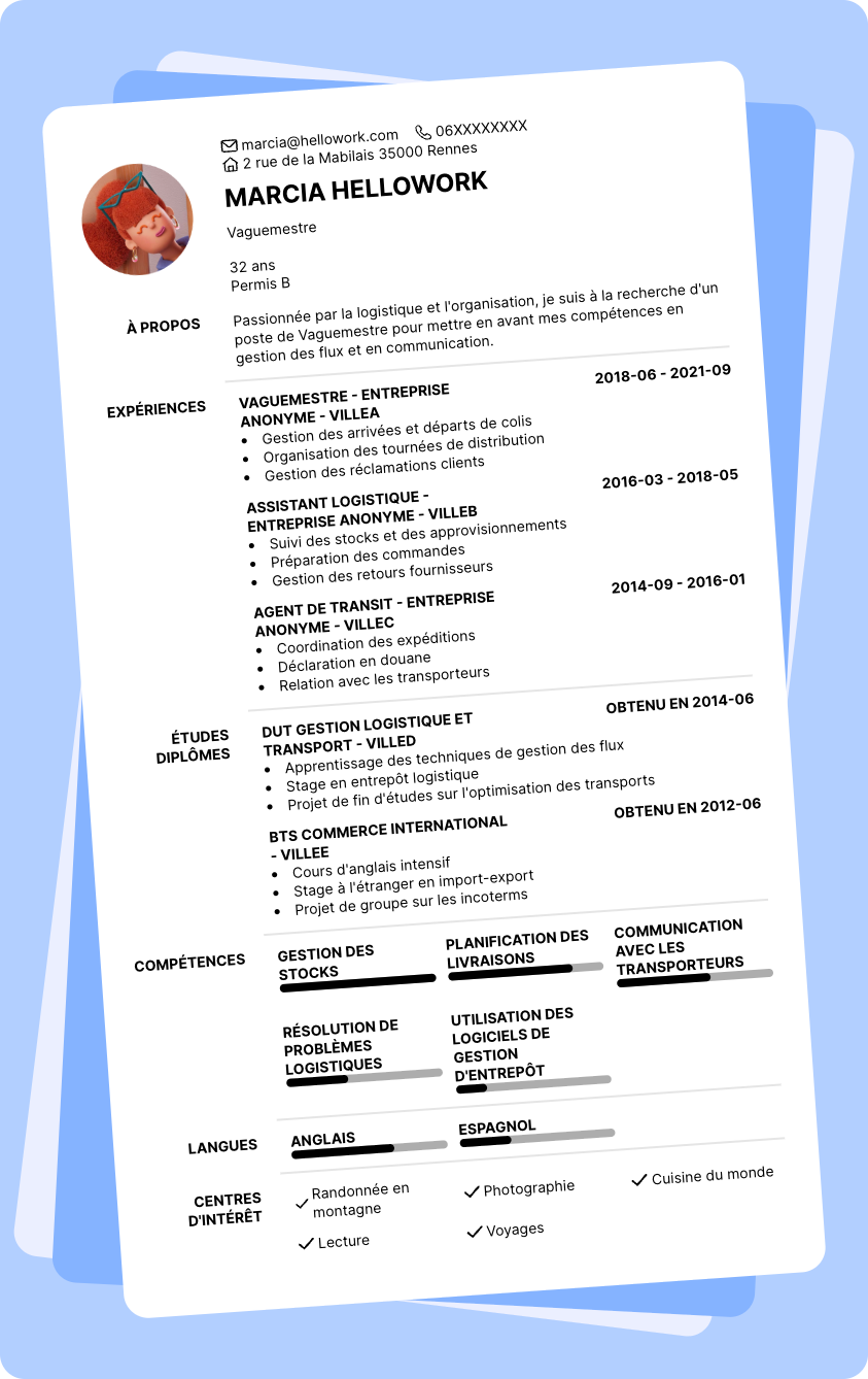 Exemple CV Vaguemestre