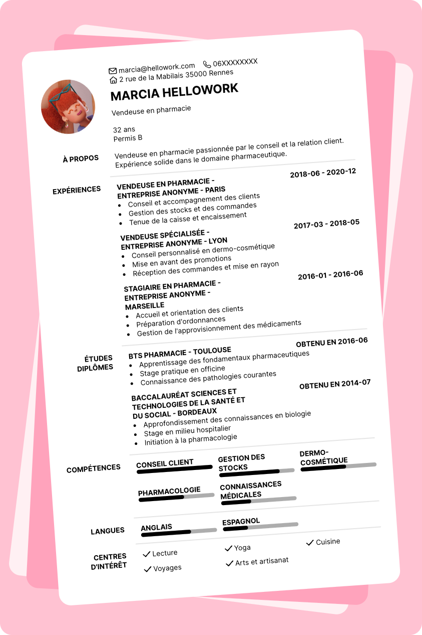 Modèle CV Vendeur en pharmacie Exemple CV Vendeur en pharmacie