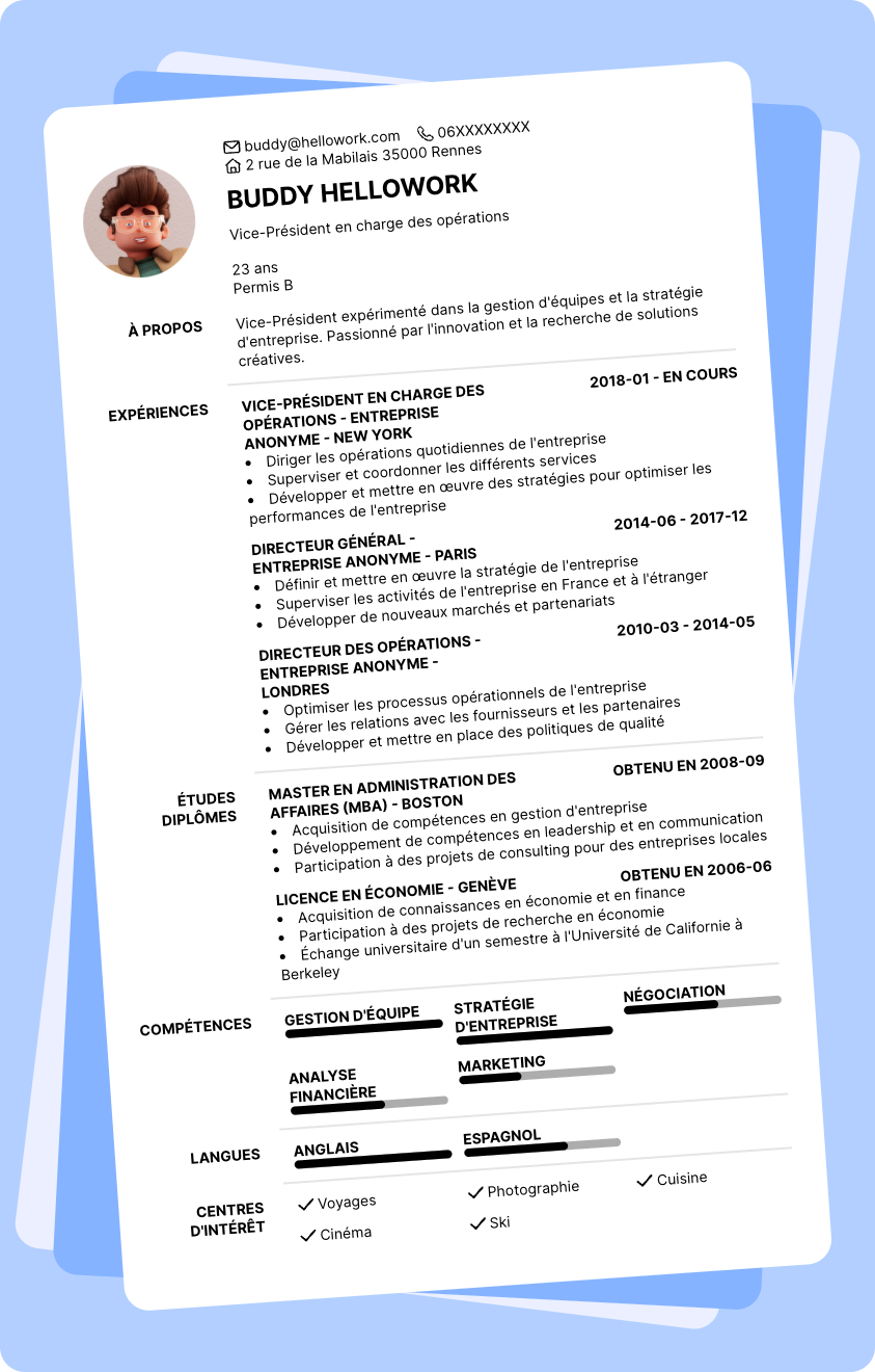 Exemple CV Vice-Président