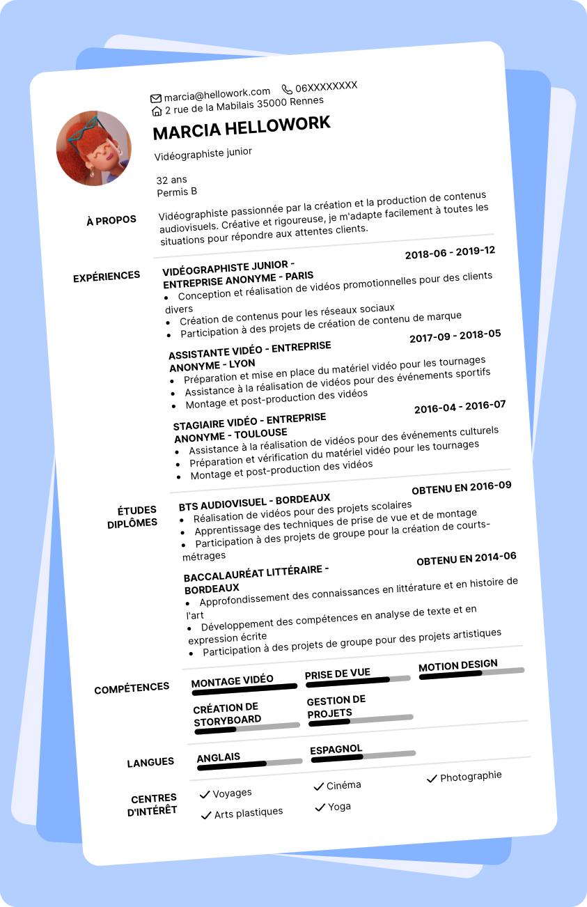 Exemple CV Vidéographiste