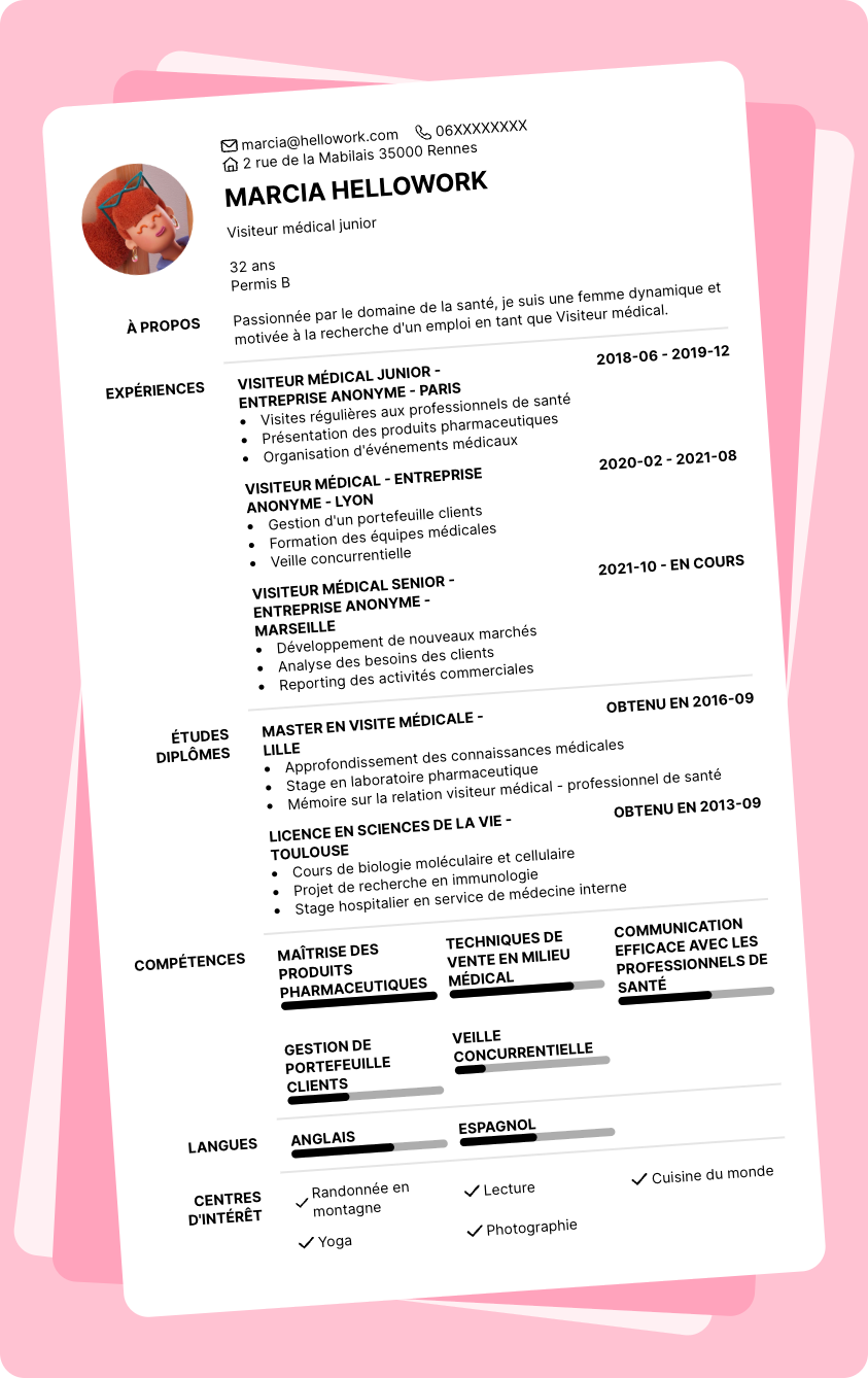 Exemple CV Visiteur médical