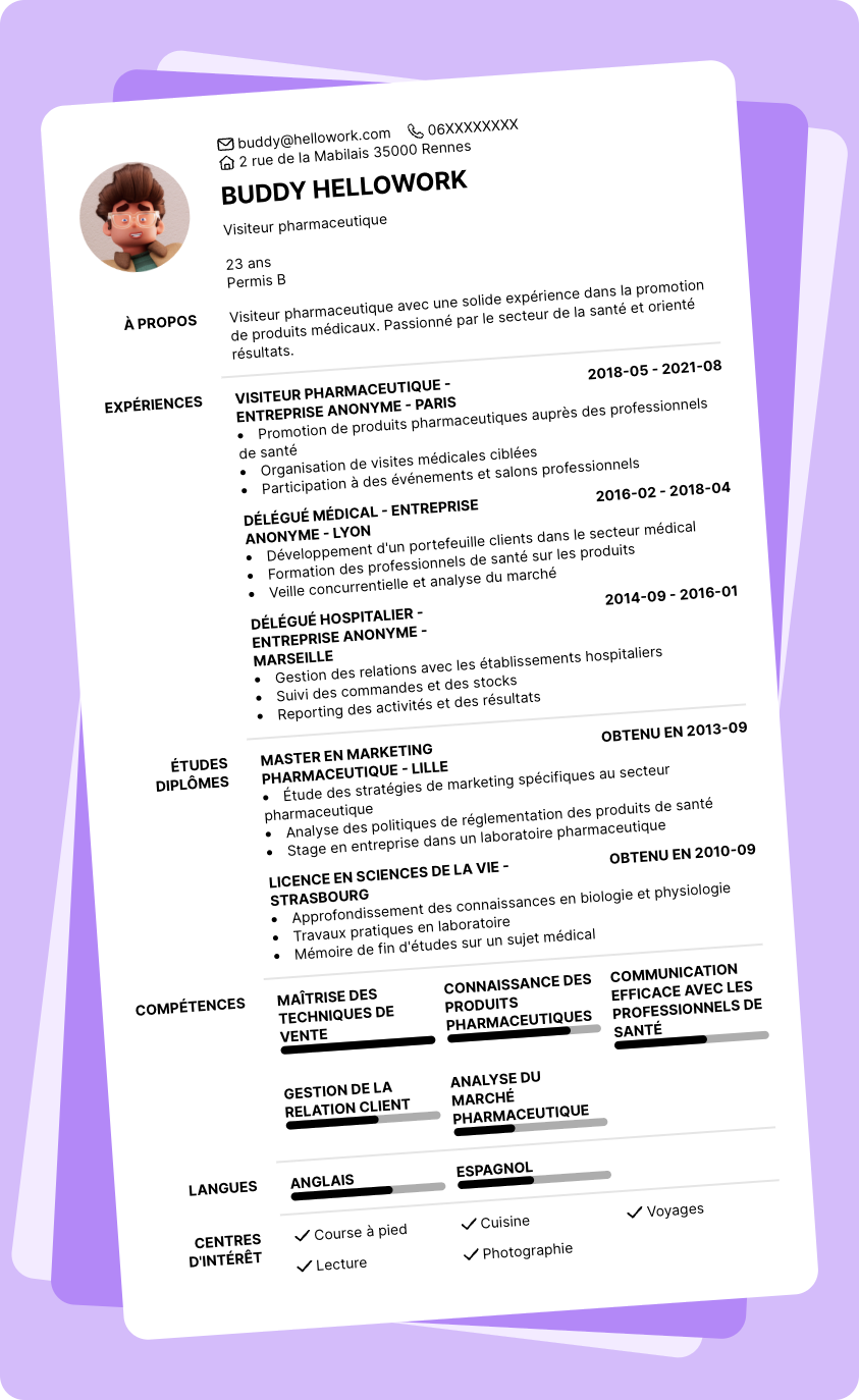 Exemple CV Visiteur pharmaceutique