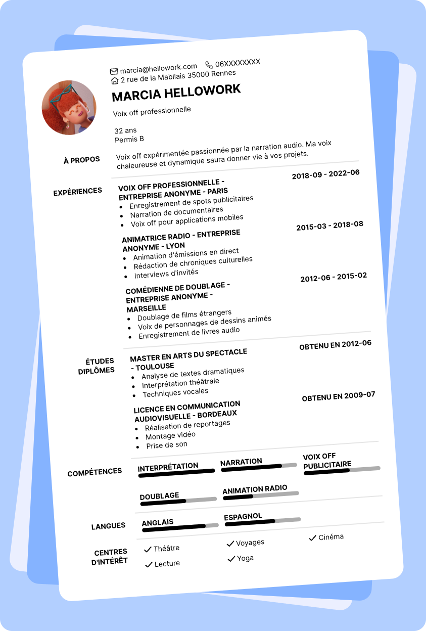 Exemple CV Voix off