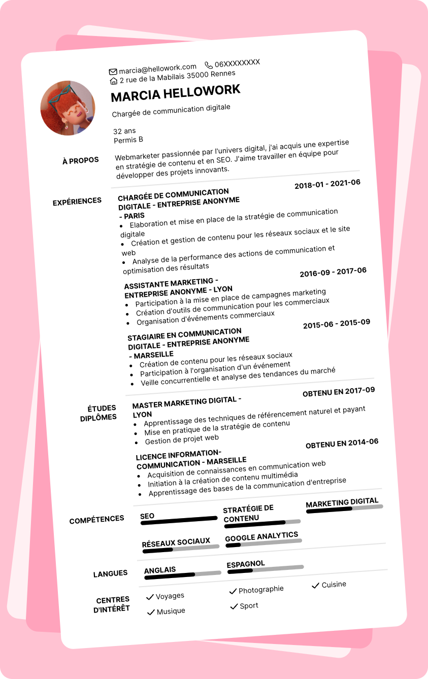 Modèle CV Webmarketer Exemple CV Webmarketer