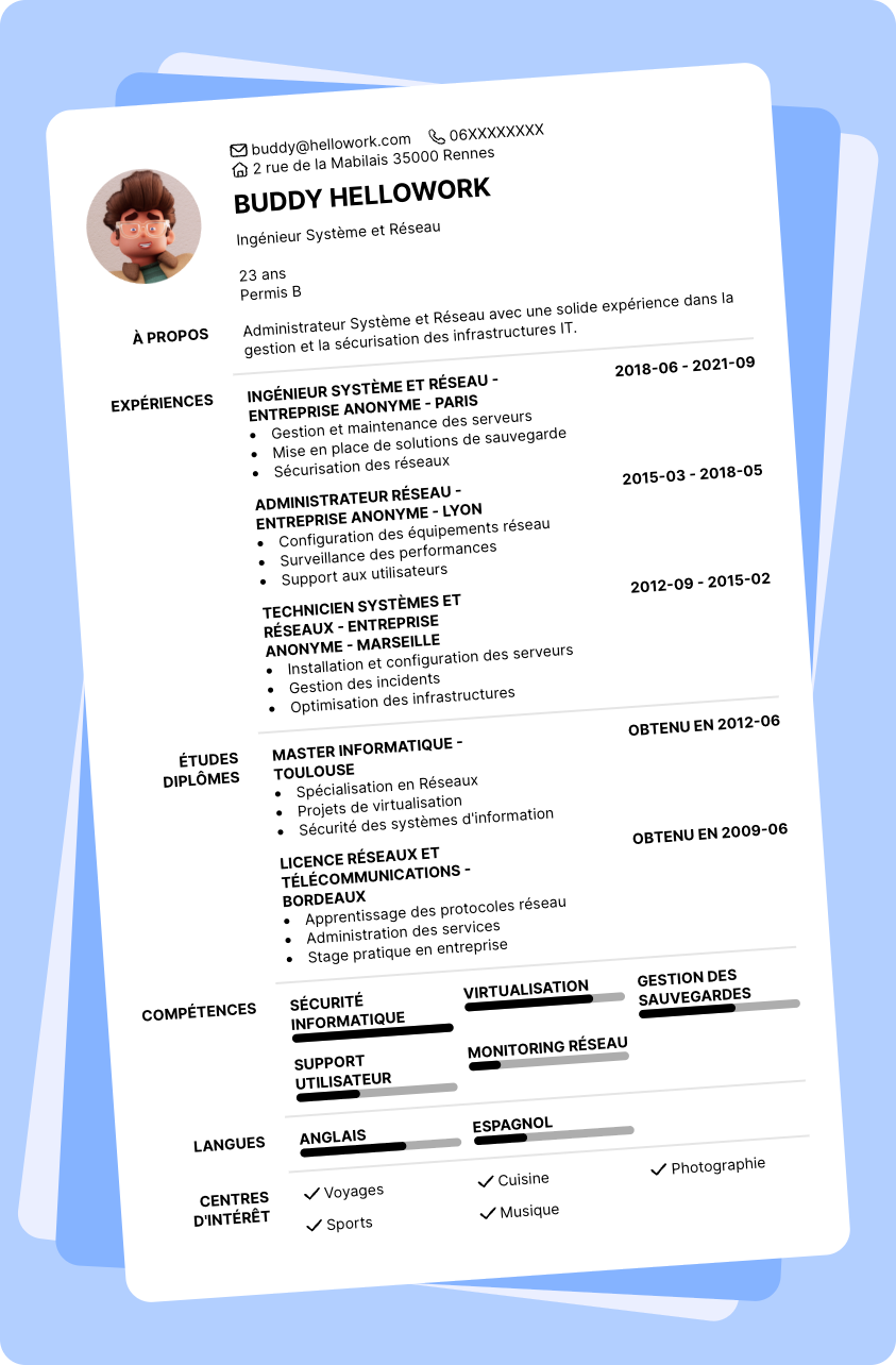 Modèle CV Administrateur Systeme Et Reseau Exemple CV Administrateur Systeme Et Reseau