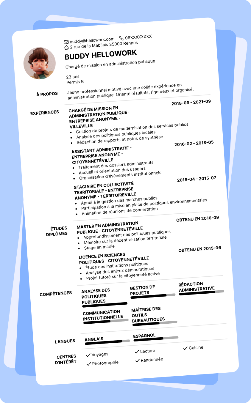 Modèle CV Administration publique Exemple CV Administration publique