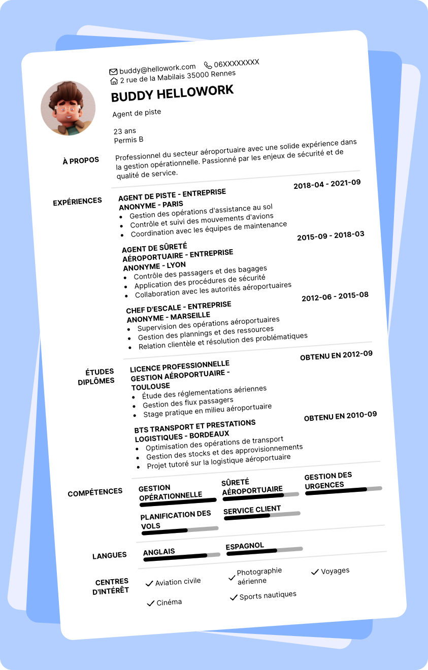 Modèle CV Aeroportuaire Exemple CV Aeroportuaire