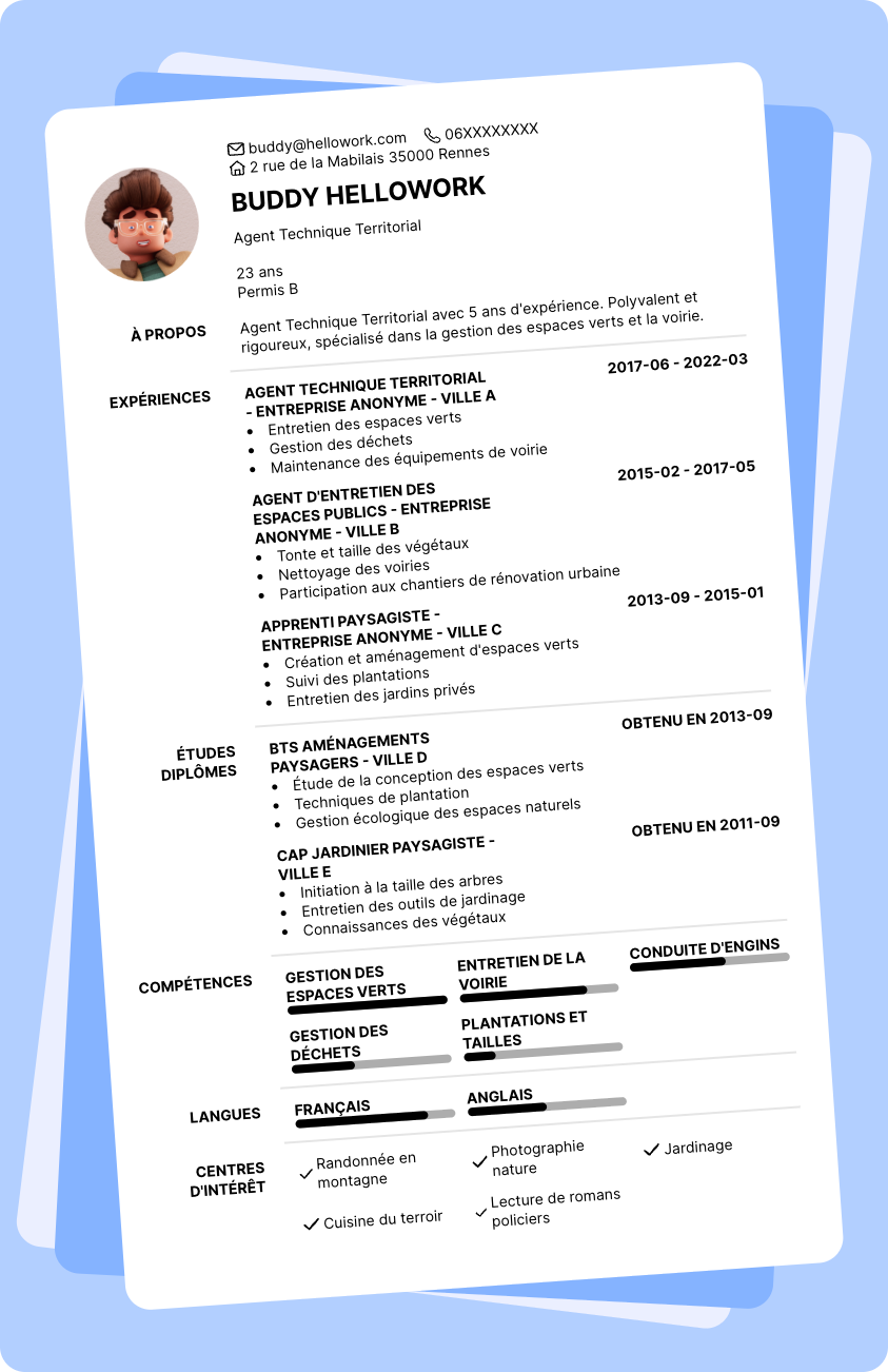 Exemple CV Agent Technique Territorial