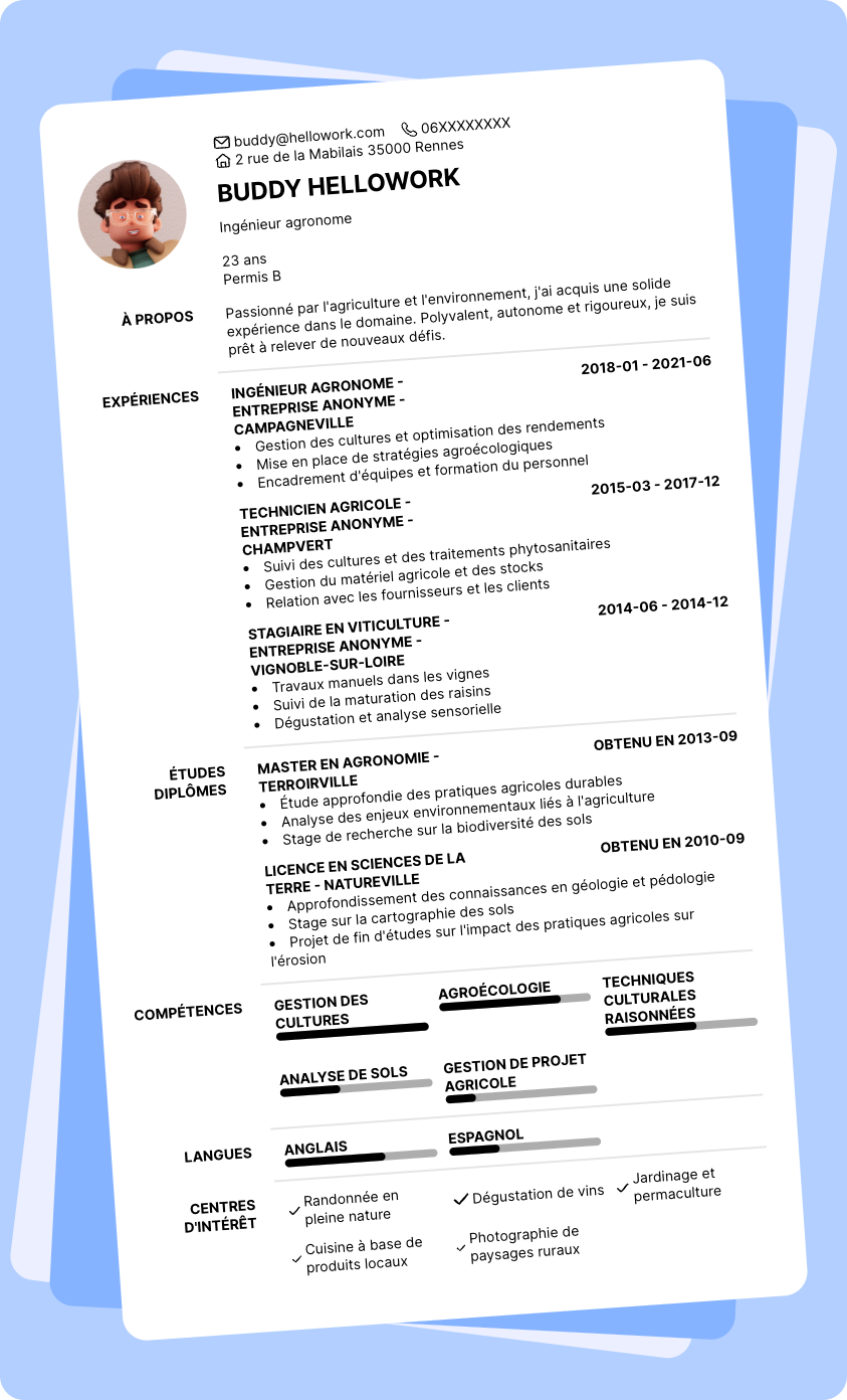 Modèle CV Agriculture Exemple CV Agriculture