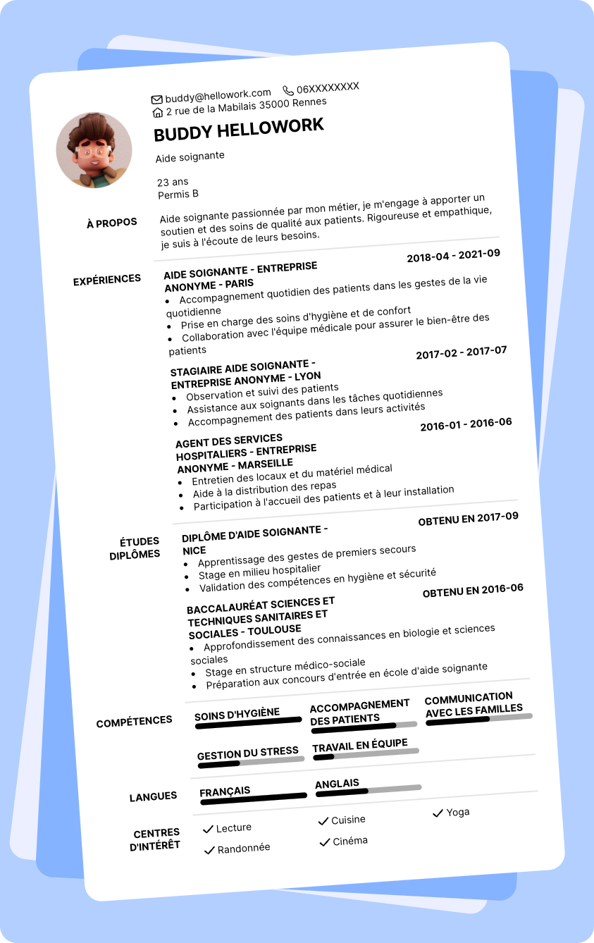 Modèle CV Aide soignante hopital Exemple CV Aide soignante hopital