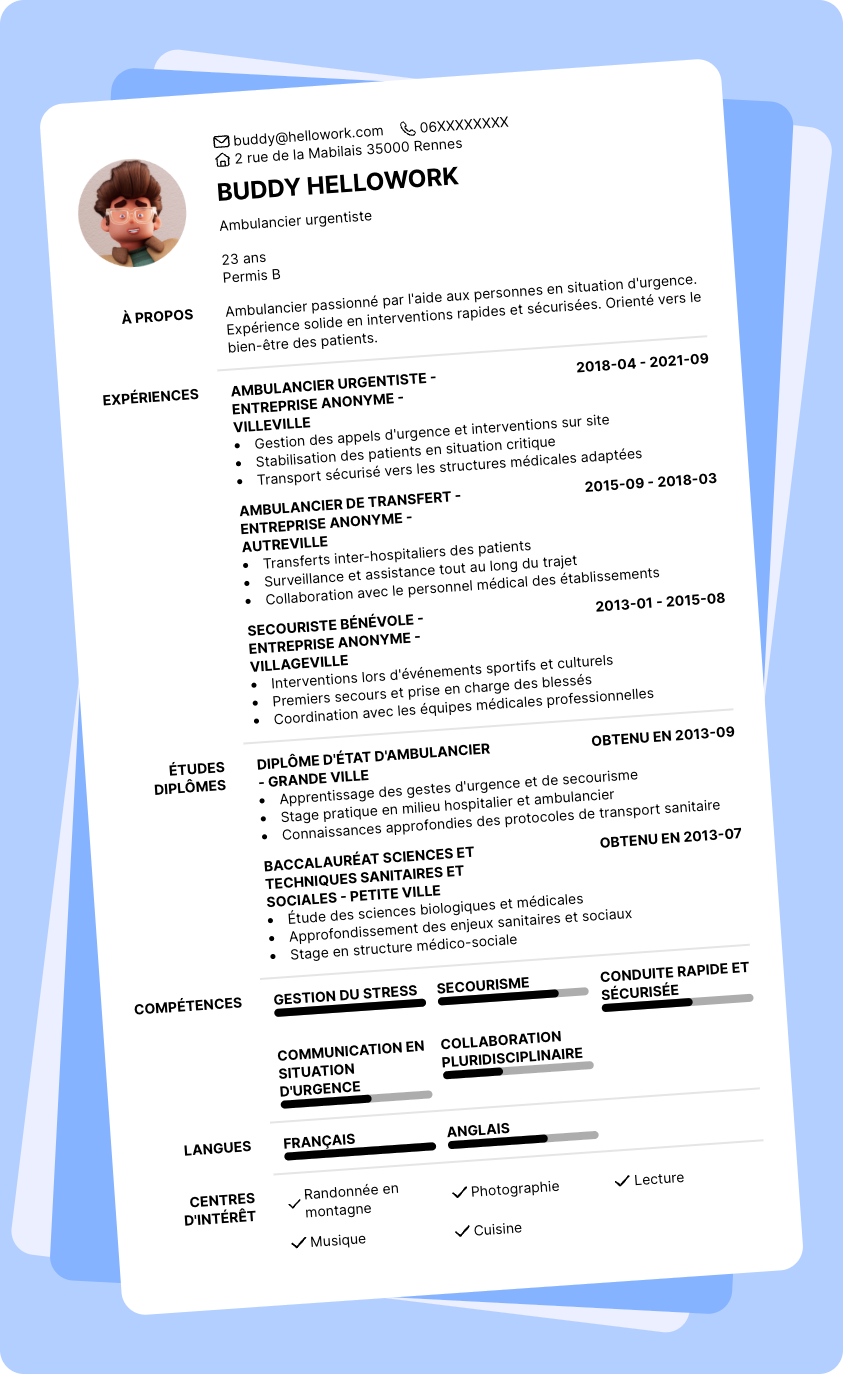 Exemple CV Ambulance