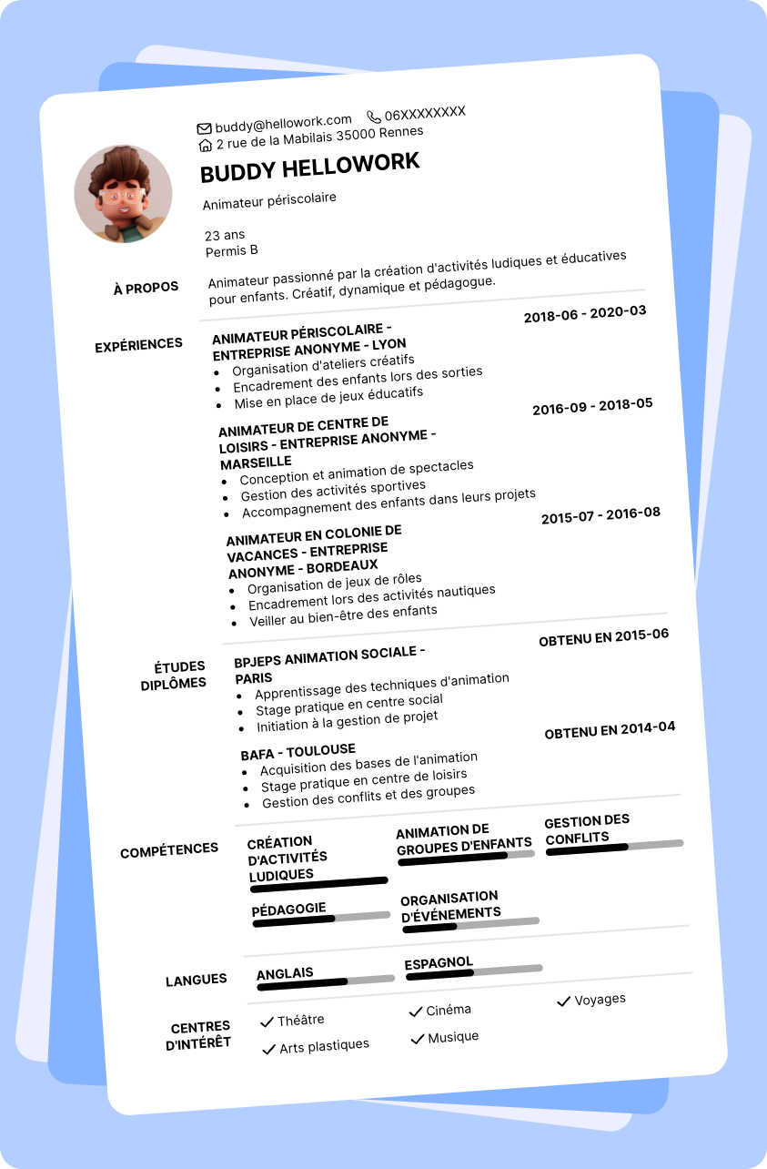 Modèle CV Animateur Exemple CV Animateur