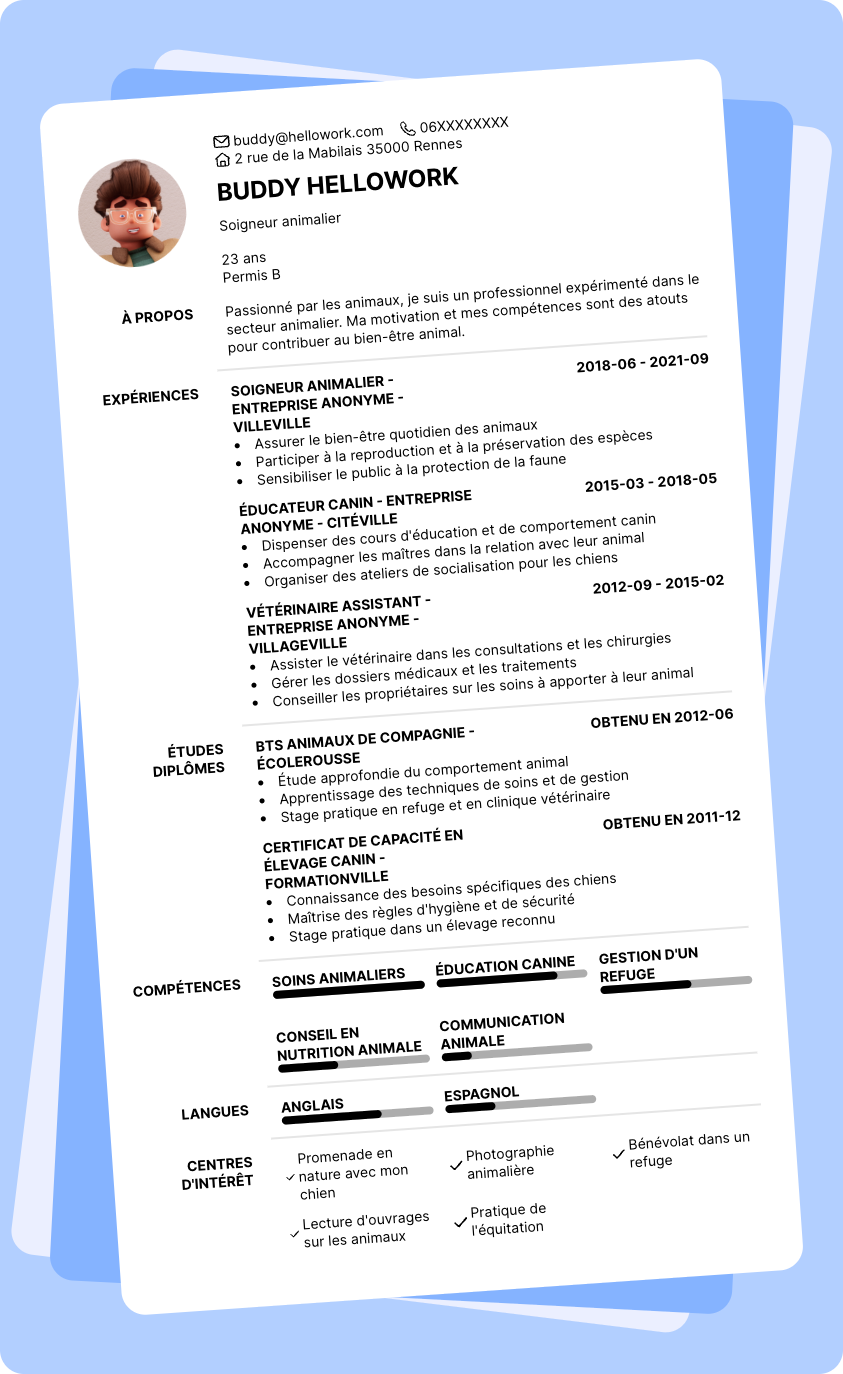 Exemple CV Animaux