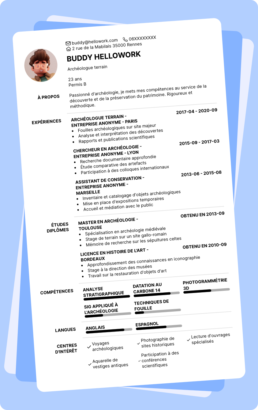 Exemple CV Archéologie