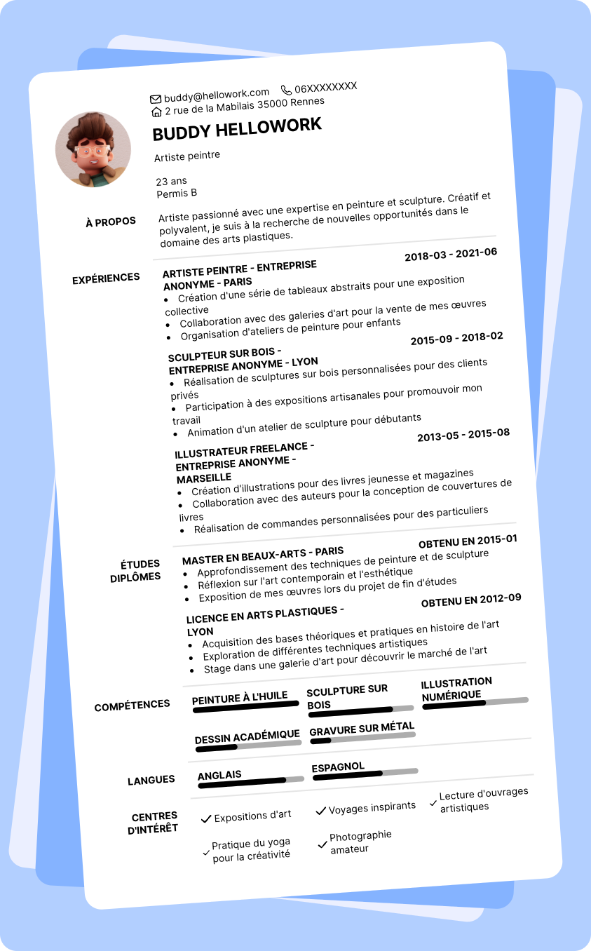 Exemple CV Arts plastiques