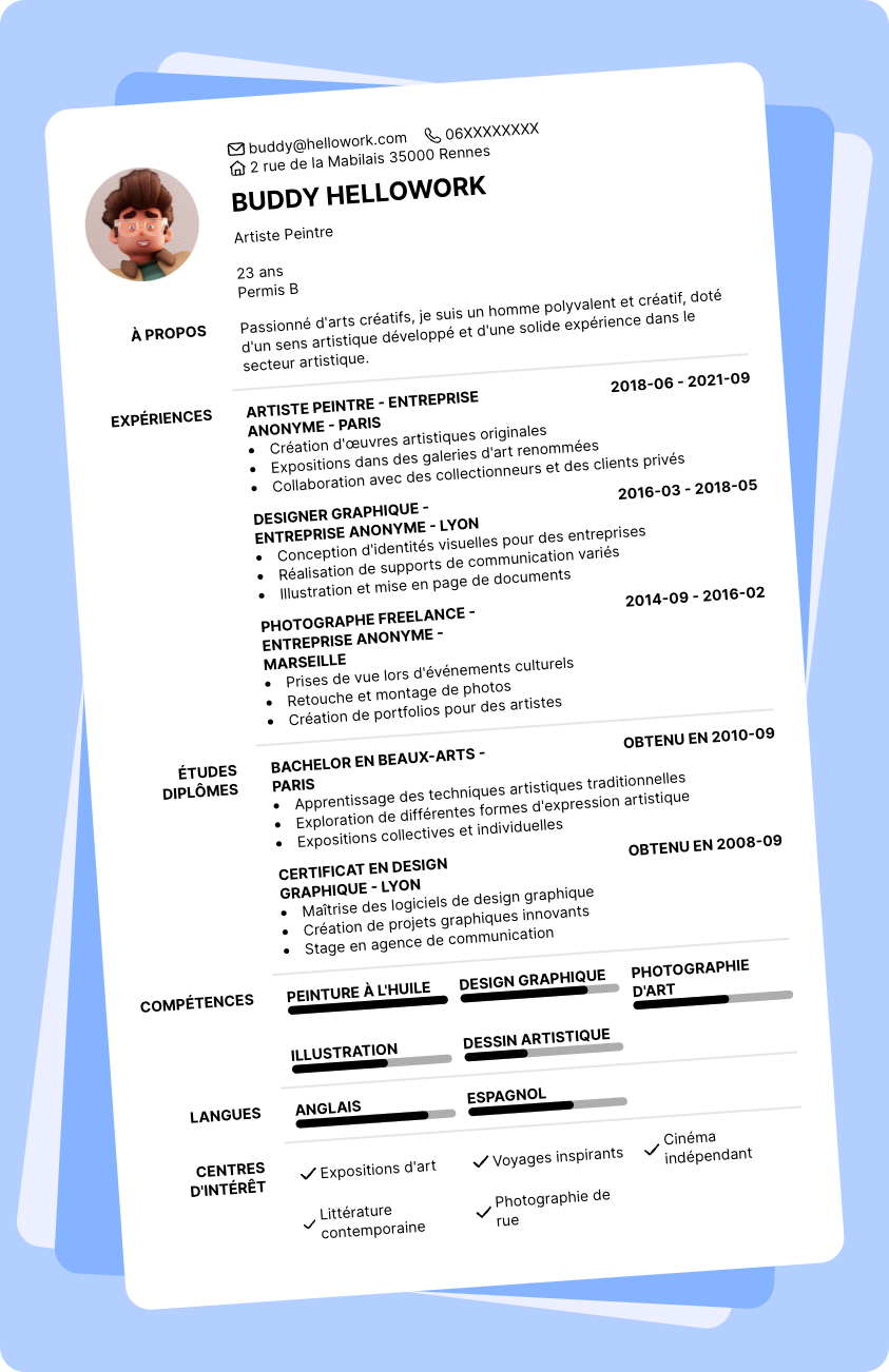 Exemple CV Arts