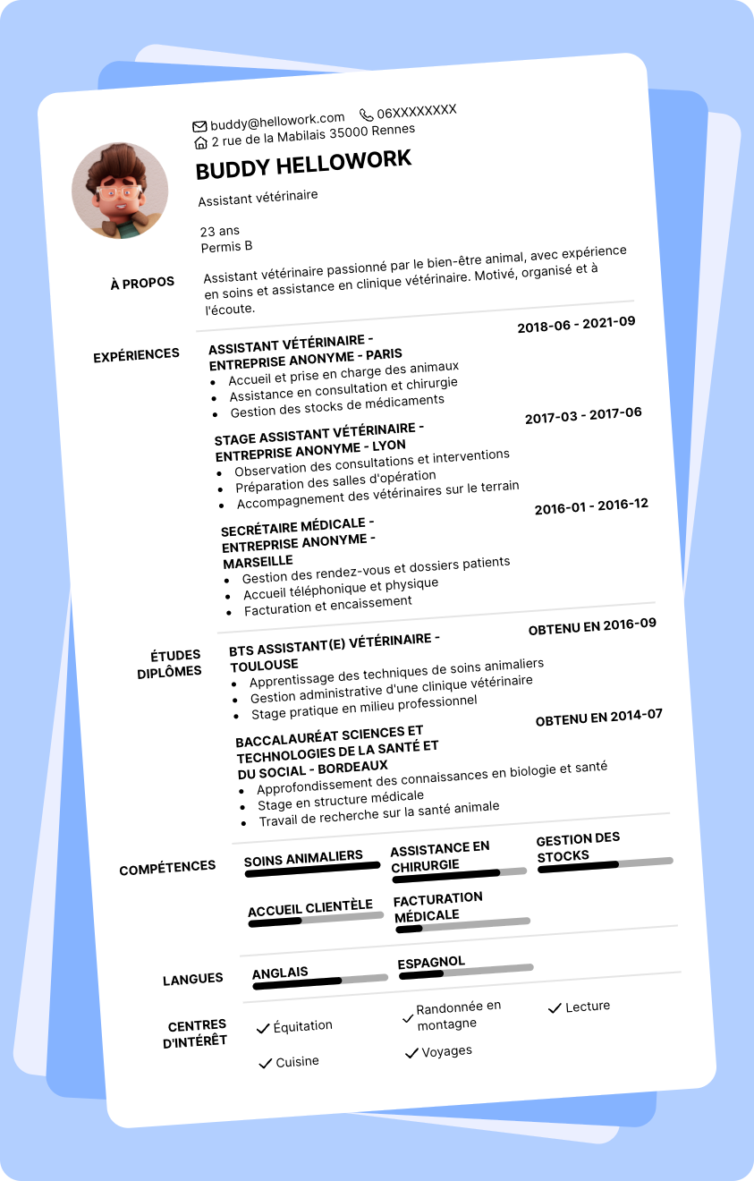 Exemple CV Assistante Veterinaire