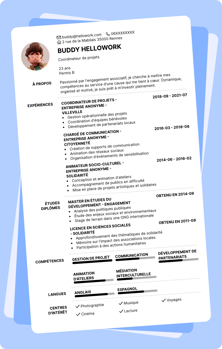 Modèle CV Associatif Exemple CV Associatif