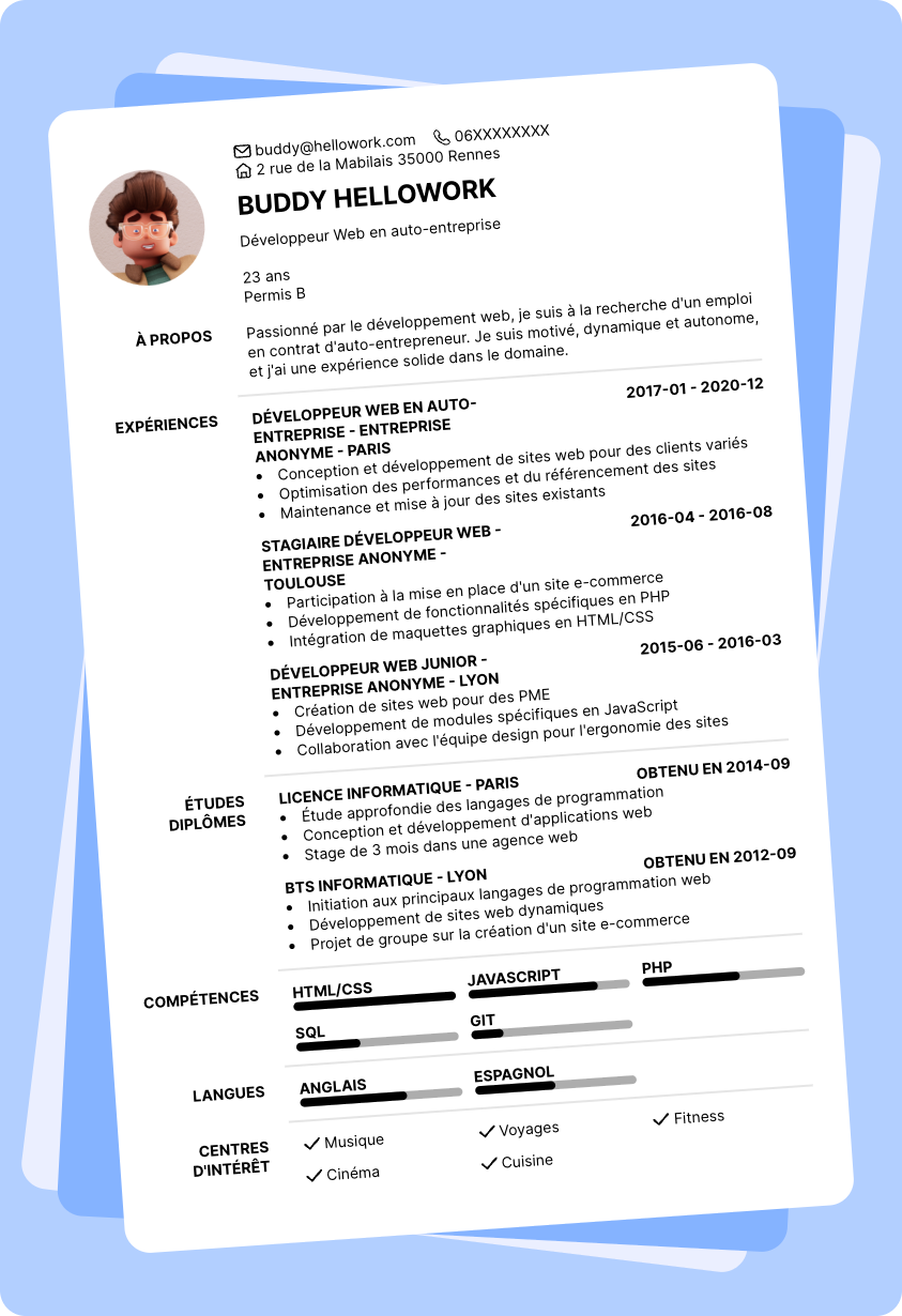 Exemple CV Auto entrepreneur
