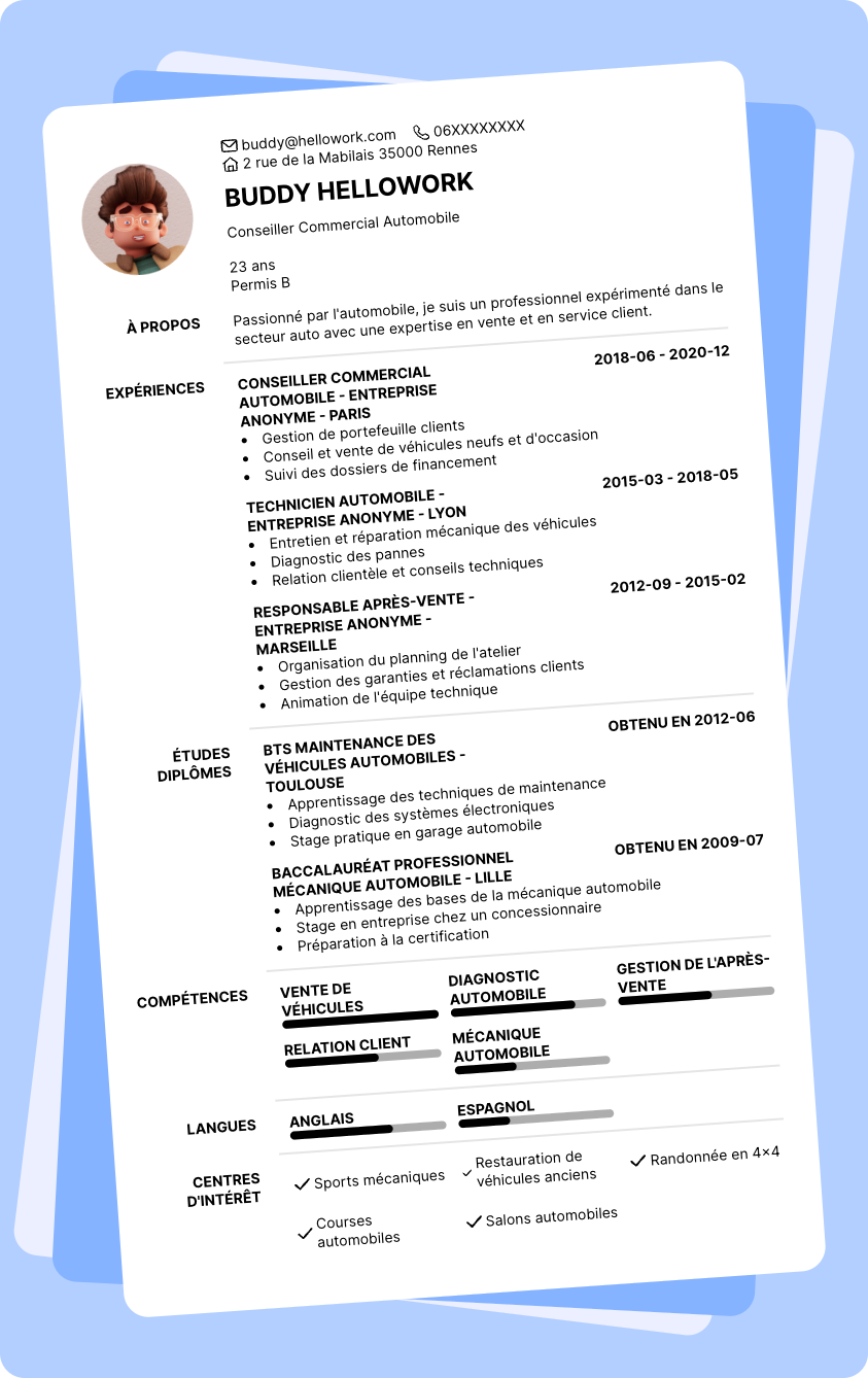 Exemple CV Auto