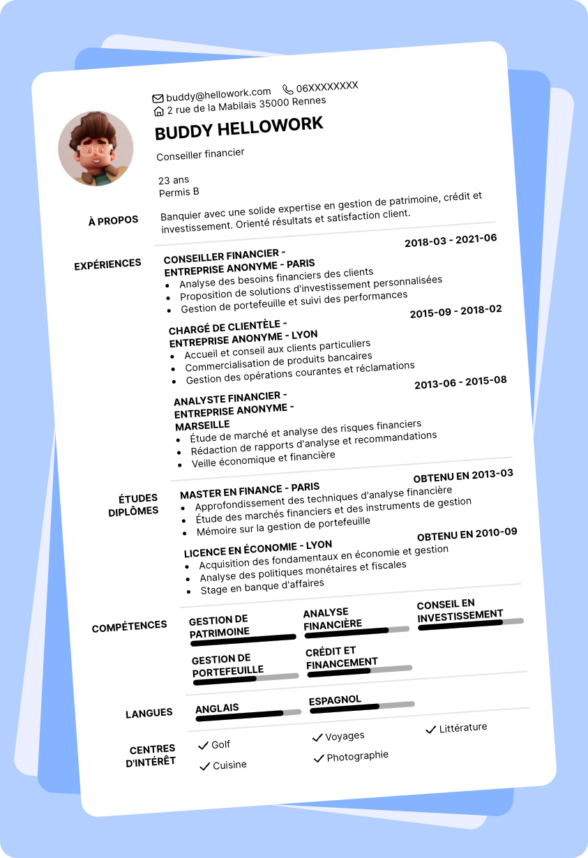 Modèle CV Banquier Exemple CV Banquier