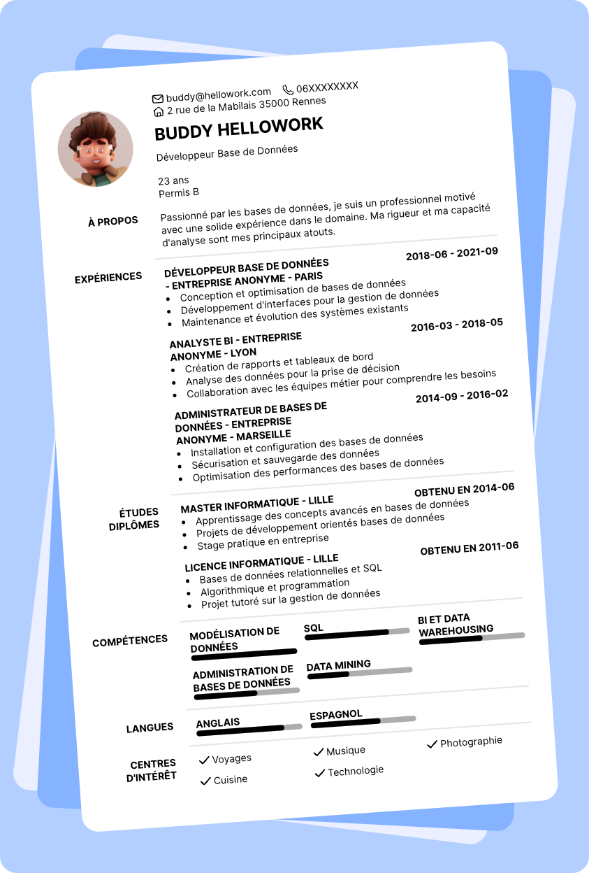 Exemple CV Base de données