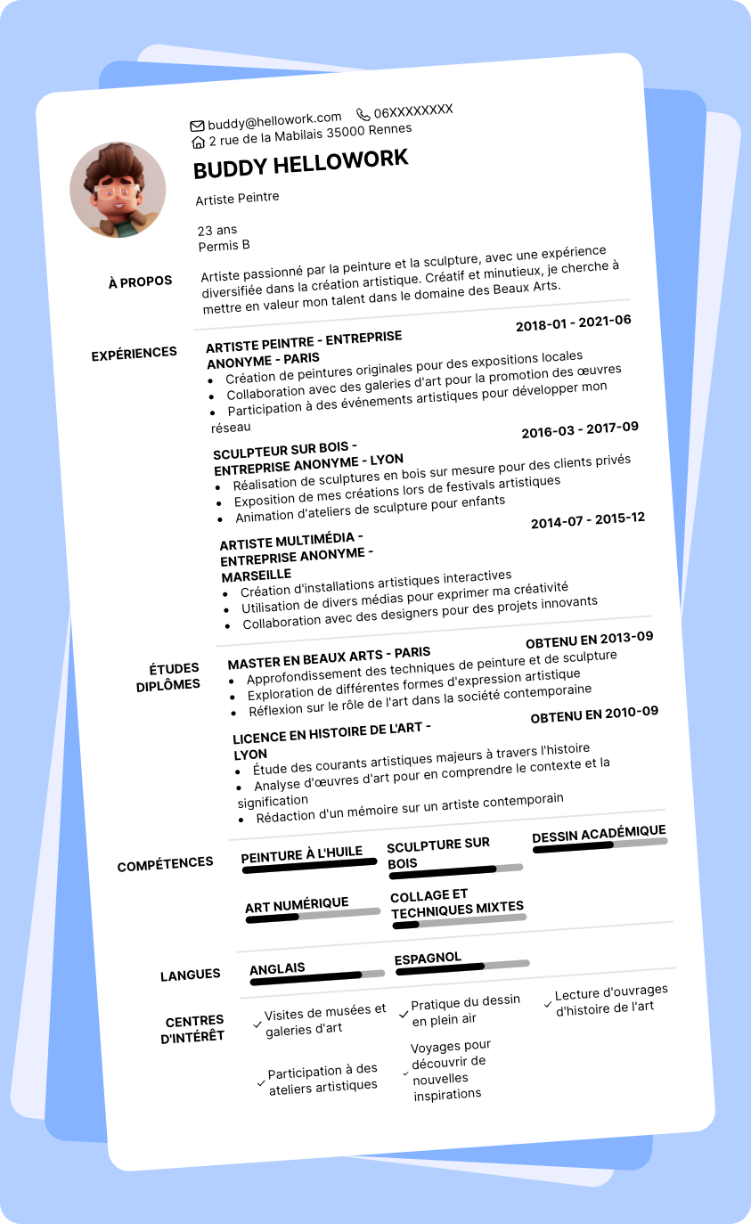 Exemple CV Beaux Arts
