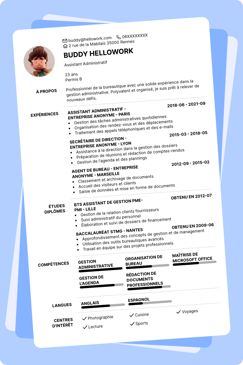 Exemple CV Bureautique