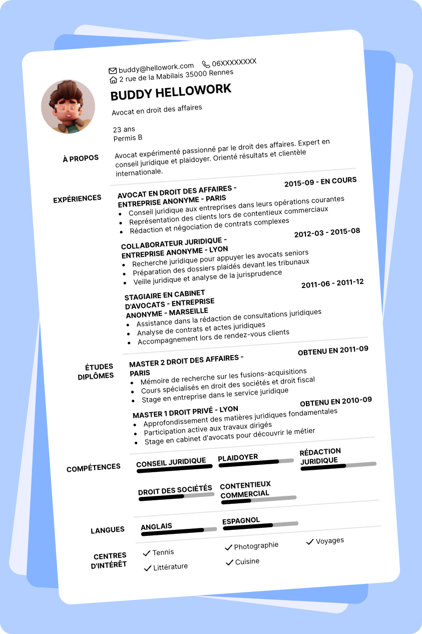 Exemple CV Cabinet Avocat