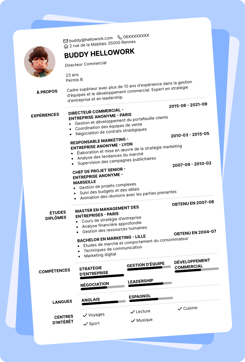 Exemple CV Cadre Superieur