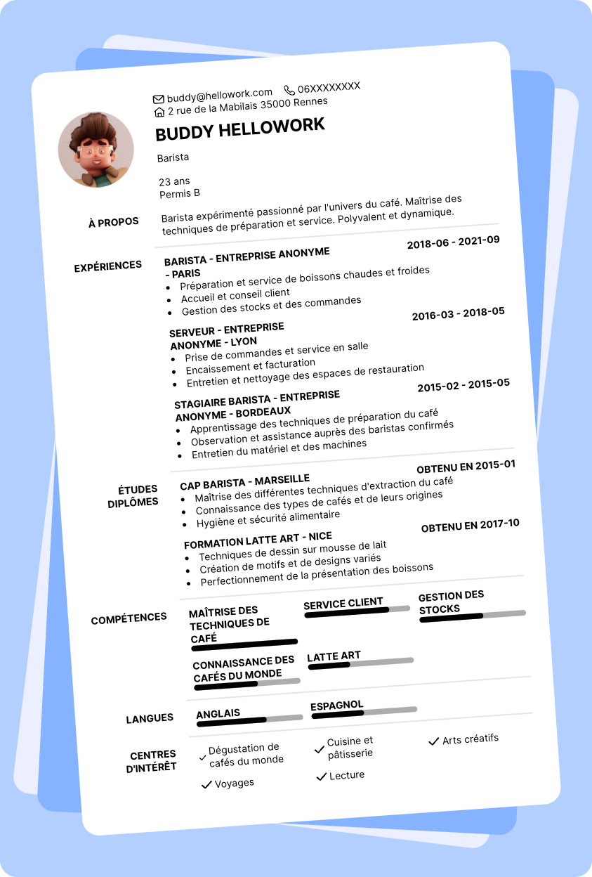 Exemple CV Cafe