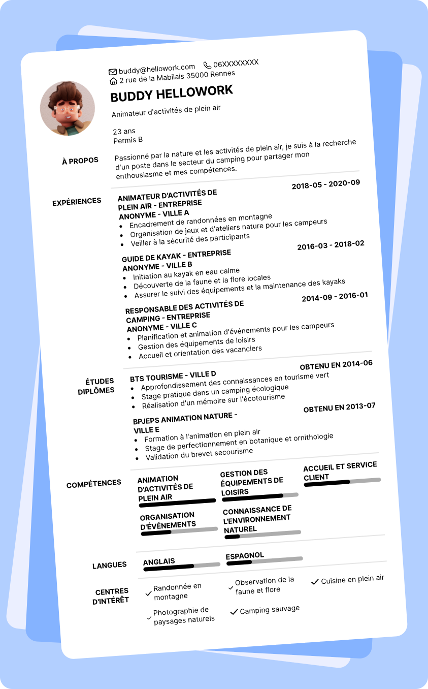 Exemple CV Camping
