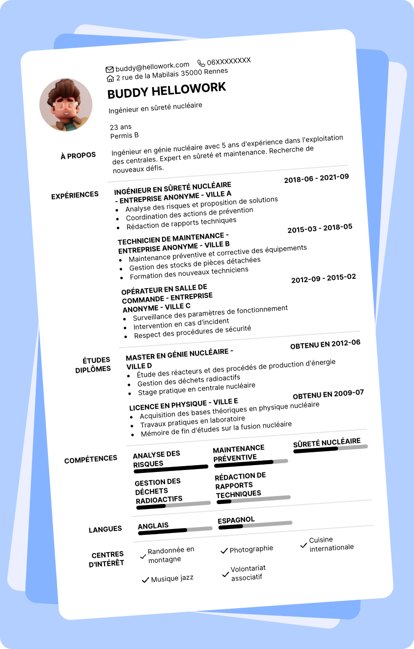 Exemple CV Centrale nucléaire