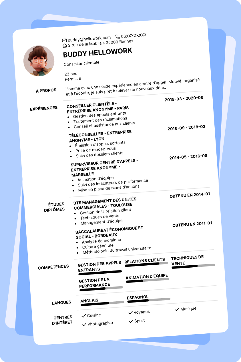 Exemple CV Centre d'appel
