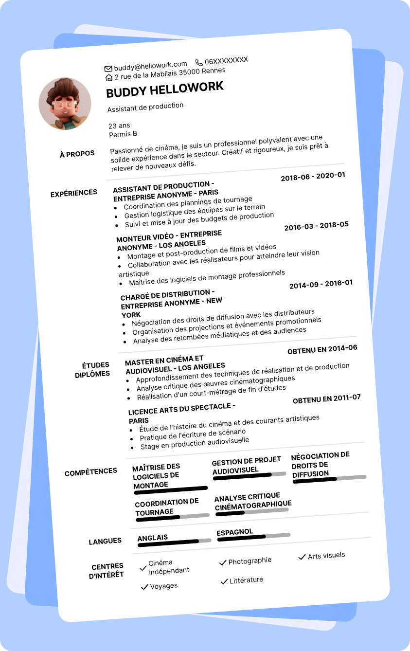 Exemple CV Cinéma